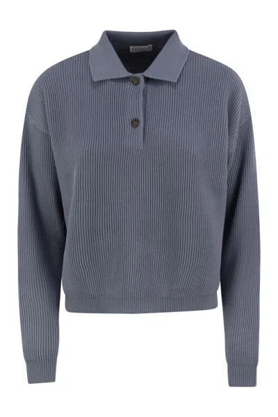 Brunello Cucinelli English Rib Cotton Polo-style Jersey With Jewellery