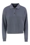 Brunello Cucinelli English Rib Cotton Polo-style Jersey With Jewellery In Blue