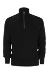 Brunello Cucinelli English Rib Cotton Sweater With Zip Opening And Raglan Sleeves In Black