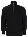 Brunello Cucinelli English Rib Cotton Sweater With Zip Opening And Raglan Sleeves In Black