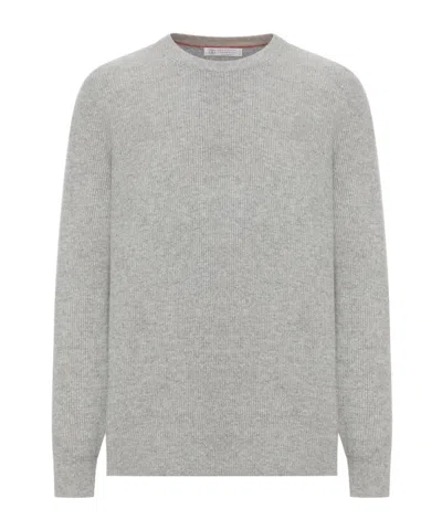 Brunello Cucinelli Crew Neck Sweater In Gray