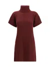 Brunello Cucinelli Bordeaux Fleece Wool Casual Dress In Burgundy