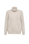 Brunello Cucinelli Ribbed Cashmere Roll-neck Jumper In Neutral