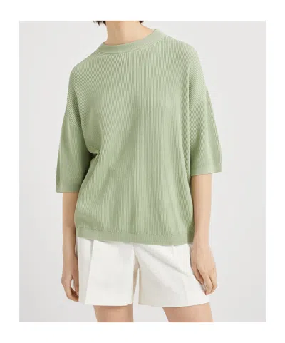 Brunello Cucinelli English Rib-knit Sweater In Green