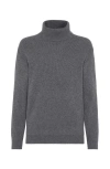 Brunello Cucinelli Cashmere Ribbed Rollneck Sweater In Lead