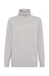 Brunello Cucinelli English Rib Knit Sweater In Light Grey
