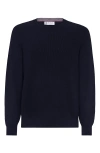 Brunello Cucinelli English Rib Knit Sweater In Navy Blue