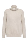Brunello Cucinelli Ribbed Cashmere Roll-neck Jumper In Oyster