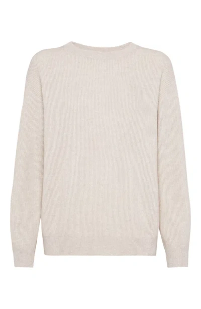 Brunello Cucinelli Sequinned Cable-knit Sweater In Oyster