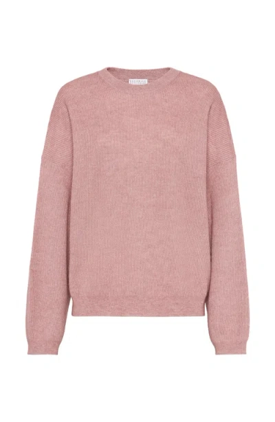 Brunello Cucinelli English Rib Knit Sweater In Pink