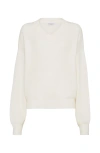 Brunello Cucinelli Alpaca-cotton V-neck Sweater In White
