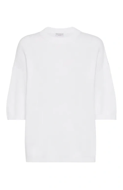 Brunello Cucinelli English Rib Knit Sweater In White