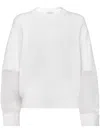 BRUNELLO CUCINELLI ENGLISH RIB KNIT SWEATER WITH ORGANZA SLEEVES