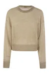 Brunello Cucinelli English Rib Sweater With Monili In Blue