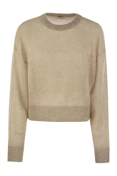 Brunello Cucinelli English Rib Sweater With Monili In Blue
