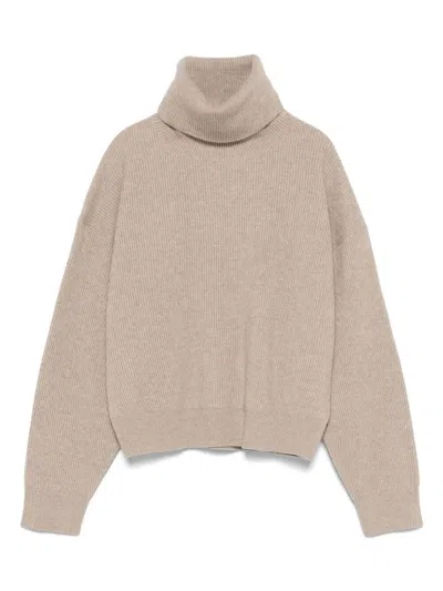 Brunello Cucinelli English Rib Turtle-neck Sweater In Neutral