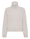 Brunello Cucinelli Women English Rib Turtle-neck Sweater In Neutral