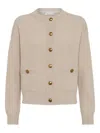 Brunello Cucinelli English Ribbed-knit Button-up Cardigan In Nude