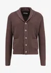 Brunello Cucinelli English Ribbed Knit Cardigan In Brown