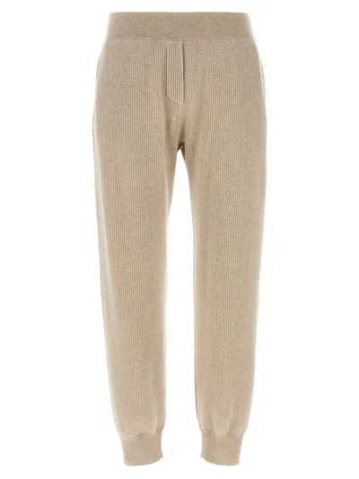 Brunello Cucinelli English Ribbed Trousers Pants Beige In Brown