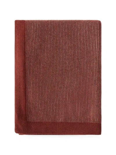 Brunello Cucinelli English Rib-knit Contrast-border Throw In Brown