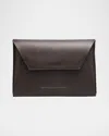 Brunello Cucinelli Envelope Flap Leather Clutch Bag In Brown