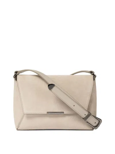 Brunello Cucinelli Mini Envelope Shoulder Handbag In Grey