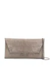 Brunello Cucinelli Suede Clutch With Envelope Design And Chain-link Strap In Grey
