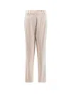 Brunello Cucinelli Equestrian Stretch Viscose And Wool Twill Trousers With Monili In Neutral