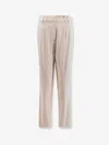 Brunello Cucinelli Equestrian Stretch Viscose And Wool Twill Trousers With Monili In Neutral