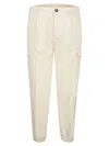 Brunello Cucinelli Ergonomic Fit Trousers In Garment-dyed Comfort Cotton Drill With Darts, Cargo Pockets And Zip At Hem
