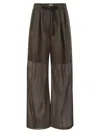 BRUNELLO CUCINELLI ERGONOMIC LOOSE COTTON ORGANZA TROUSERS WITH BELT