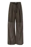 BRUNELLO CUCINELLI BRUNELLO CUCINELLI ERGONOMIC LOOSE COTTON ORGANZA TROUSERS WITH BELT