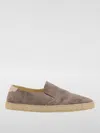 Brunello Cucinelli Leather Espadrilles With Contrast Heel Panel In Dove Grey