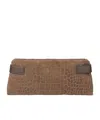 Brunello Cucinelli Essence Pouch Bag With Croc Embroidery In Brown