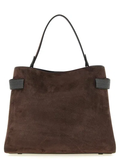 Brunello Cucinelli Large Essence Monile-embellished Tote Bag In Brown