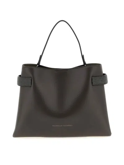 Brunello Cucinelli Essence Large Handbag In Brown