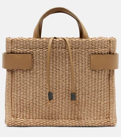Brunello Cucinelli Essence Large Raffia Tote Bag In Beige