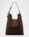 Brunello Cucinelli Essence Large Suede Hobo Bag In Brown