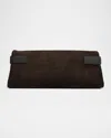 Brunello Cucinelli Essence Medium Suede Pouch Bag In Gray