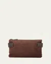 Brunello Cucinelli Essence Mini Monili Calfskin Suede Shoulder Bag In Burgundy