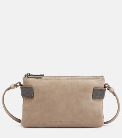 Brunello Cucinelli Essence Monili Small Suede Shoulder Bag