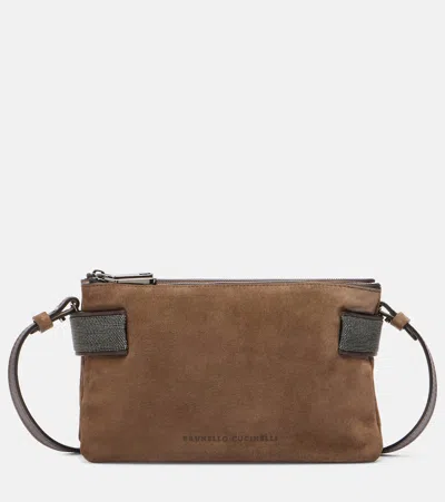 Brunello Cucinelli Essence Monili Small Suede Shoulder Bag