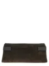 Brunello Cucinelli Suede Pochette With Monili Detail In Brown