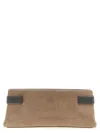 Brunello Cucinelli Essence Rectangular Suede Pouch Top Handle In Brown