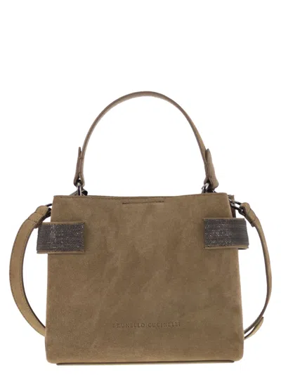Brunello Cucinelli Essence Precious Bands Small Top-handle Bag In Brown