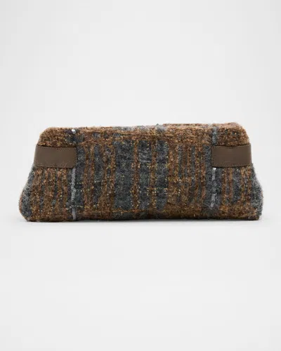 BRUNELLO CUCINELLI ESSENCE SEQUIN-EMBELLISHED FUZZY CLUTCH BAG