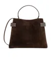 Brunello Cucinelli Essence Suede Beaded Shoulder Bag In Brown