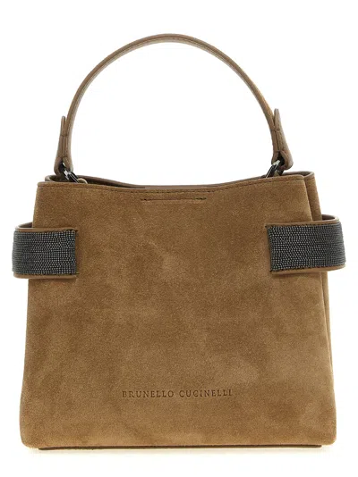 Brunello Cucinelli Essence Small Handbag In Brown