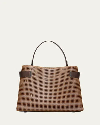 Brunello Cucinelli Essence Sparkling Leather Top-handle Bag In Brown